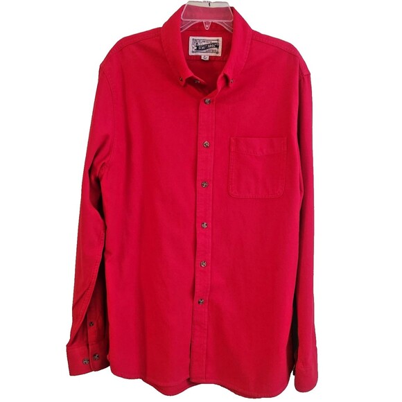 Schott Bros Flannel Shirt Mens XL Solid Red Button Down 100% Cotton SH2120 - Picture 2 of 8